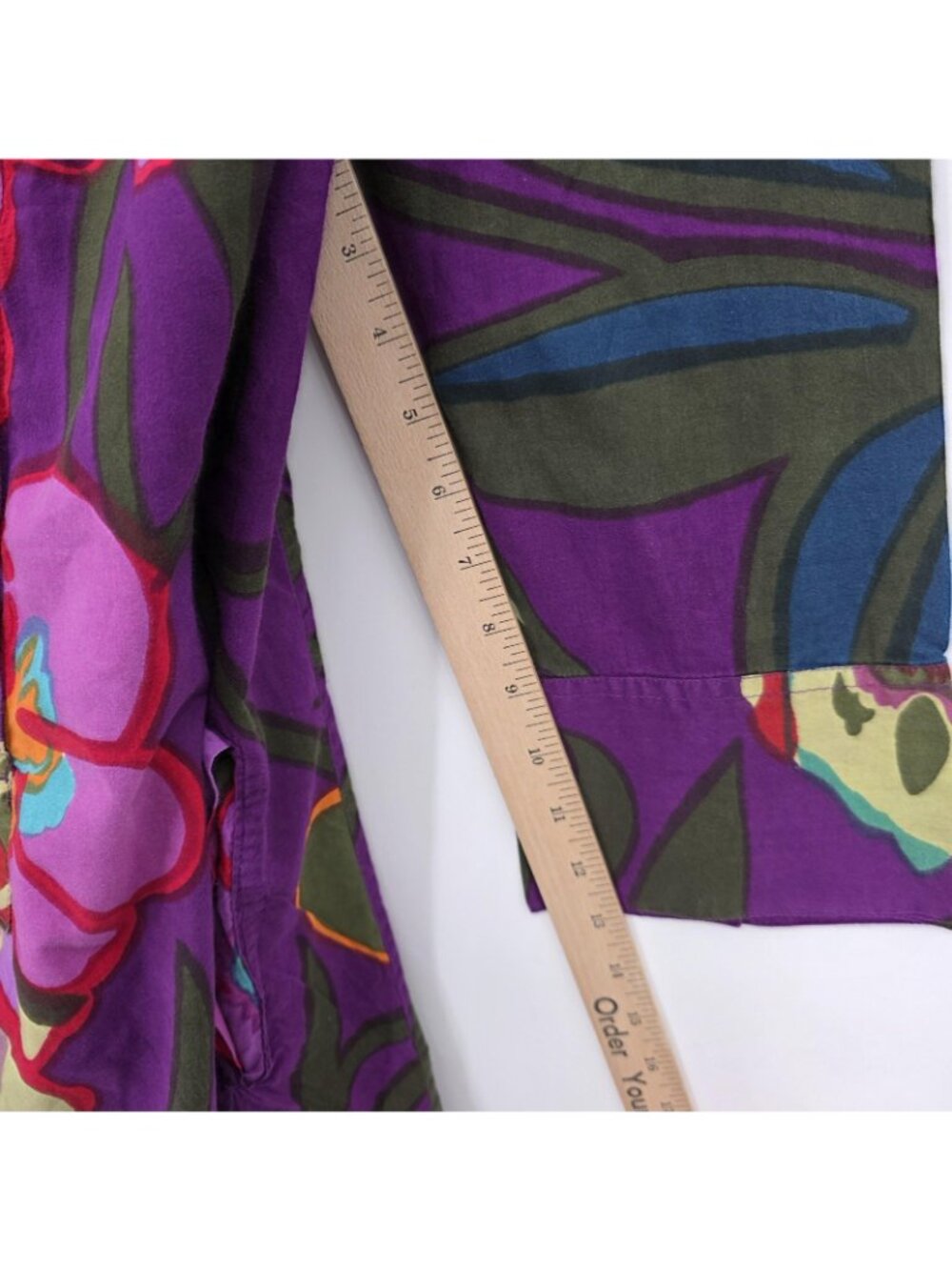 Soft Surroundings Tunic Shirt Women L Purple Floral Pockets Boho Artsy Lagenlook - Picture 15 of 15